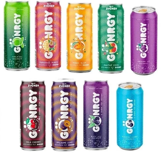 9 Dosen a 0,5 L Gönrgy Energy Mix verschiedene Sorten inc. Pfand Mischpaket + Space Keks gratis a 45 g von Onlineshop Bormann