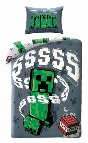 Halantex Minecraft Bettwäsche, 140x200cm + 70x90cm, 100% Baumwolle