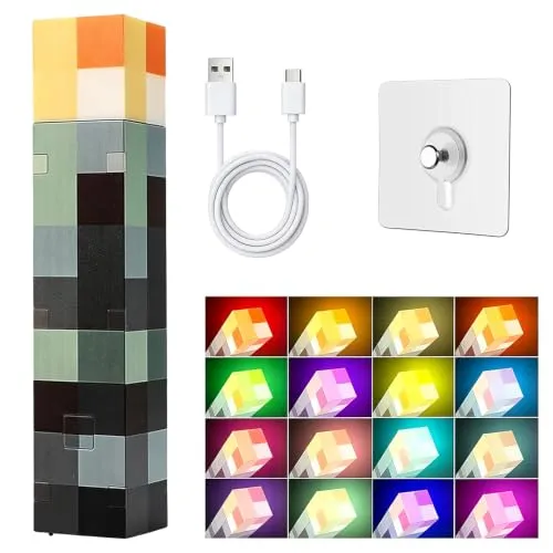 HOVCEH LED Fackel Wandlampe, 28 cm, 16 Farben, USB wiederaufladbar, Hand- und Wandhalterung