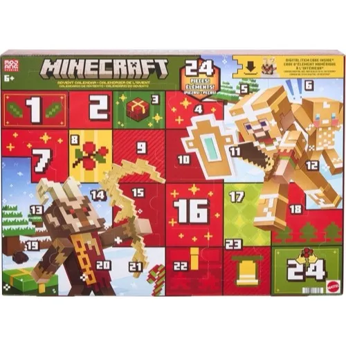 Mattel Minecraft Adventskalender mit Steve, Lebkuchenmann und Krampus