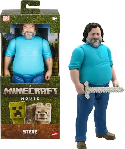Mattel Minecraft Große Actionfiguren, 30 cm große, bewegliche Steve-Sammelfigur, inspiriert von Ein Minecraft Film, JGG67