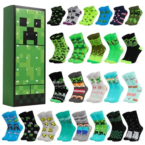 Minecraft Socken Adventskalender 2026, 24 Paar
