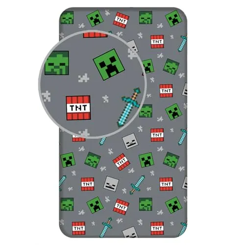 Minecraft Spannbetttuch Spannbettlaken Bettlaken 90 X 200 cm Baumwolle