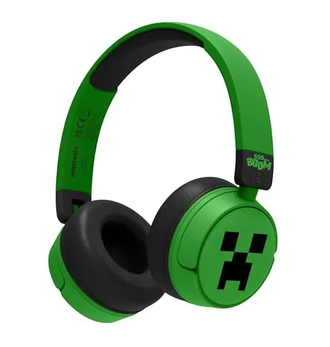 OTL Technologies Minecraft Creeper Kinderkopfhörer ohne Kabel, mit Lautstärkeregler und Audio-Sharing-Kabel