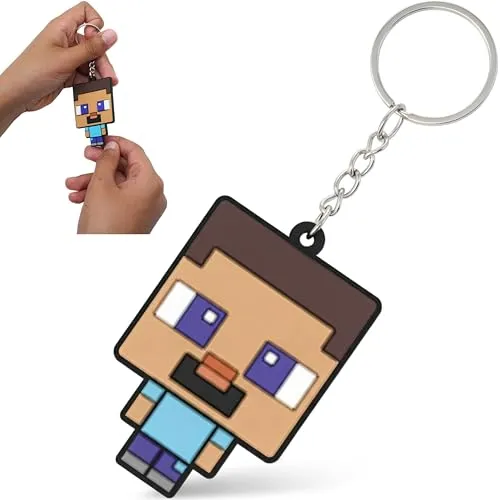 SRV Hub Minecraft Schlüsselanhänger für Kinder, weicher PVC-Schlüsselanhänger