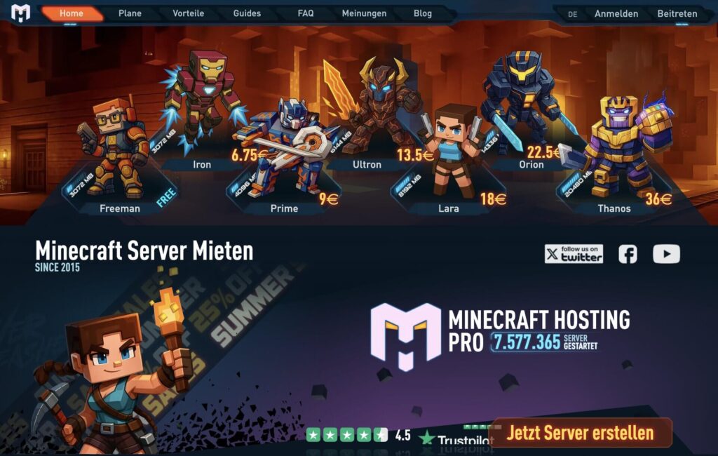 Minecraft Hosting Pro - der experte für Minecraft-Server