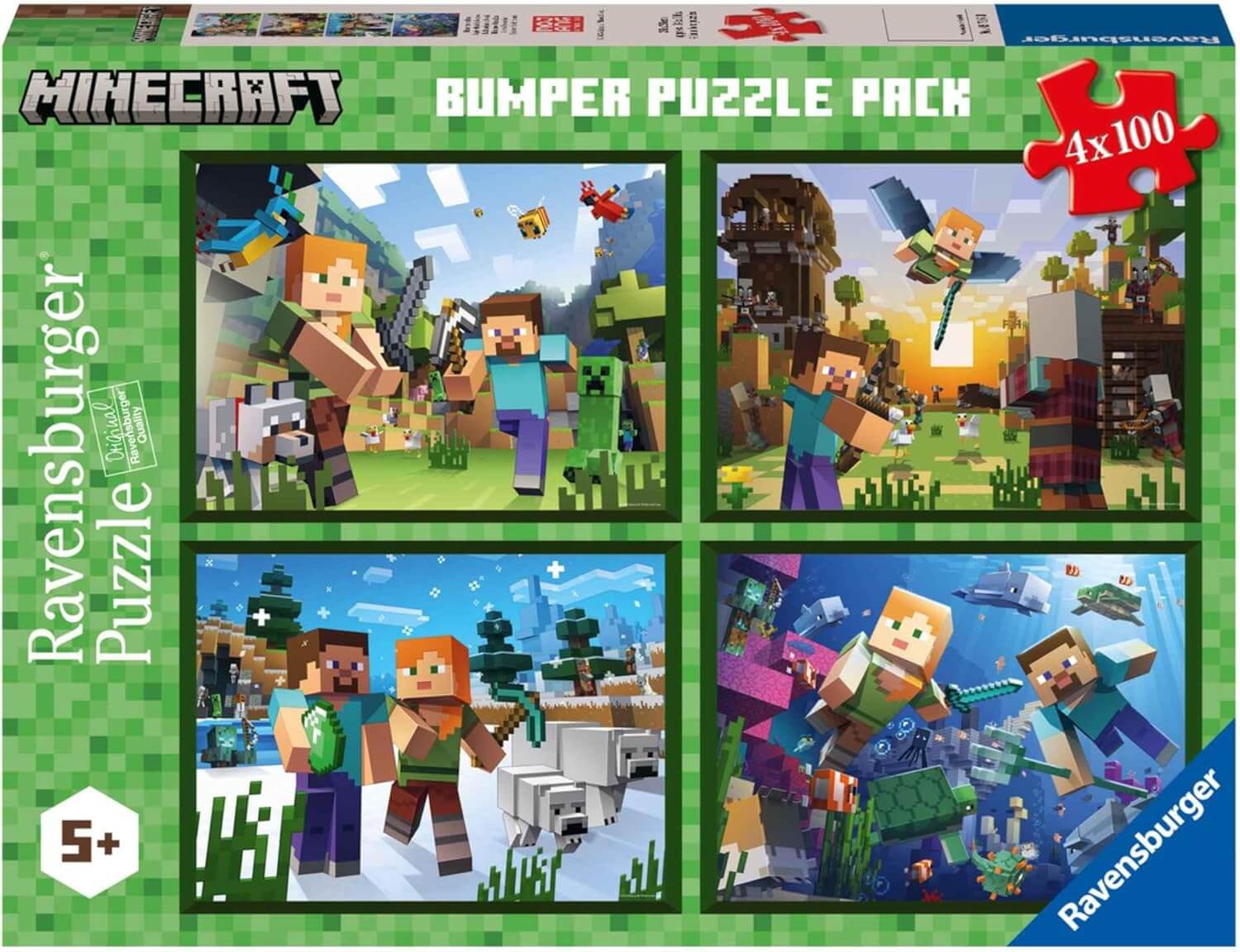 Kinderpuzzle 4x100 Teile - Minecraft - Biome erforschen