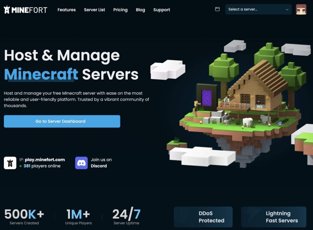 Minefort - günstige Minecraft-Server aus den Niederlanden